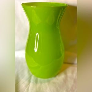 Lime Green Hour Glass Vase 9.5” x 7”